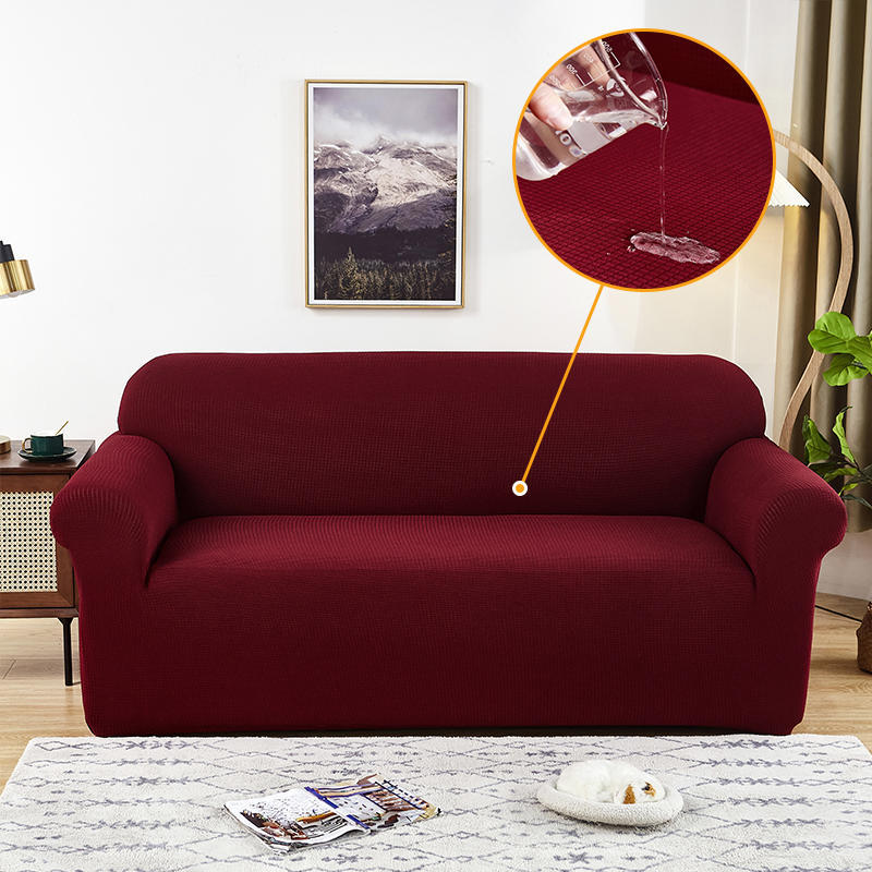Housse de canapé imperméable jacquard extensible – coloris rouge glacé
