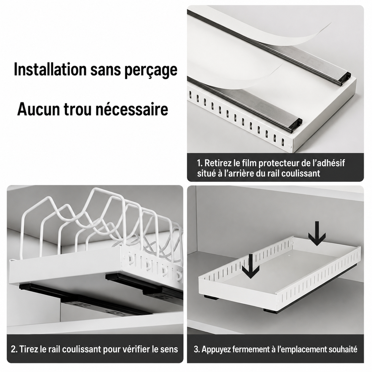 Organisateur coulissant pour poêles et casseroles